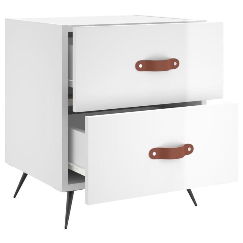 Casa si Gradina - Mobilier - Comode si corpuri - Noptiere - Noptiera, alb extralucios, 40x35x47,5 cm, lemn compozit - Infinity.ro