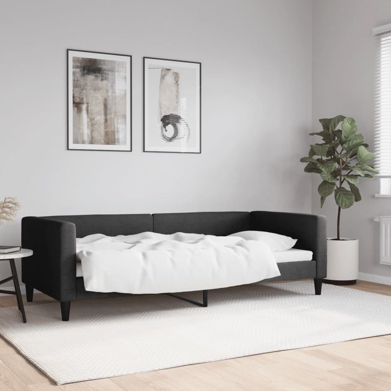 Casa si Gradina - Mobilier - Paturi si accesorii - Paturi - Pat de zi, negru, 90x200 cm, material textil - Infinity.ro