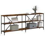 Casa si Gradina - Mobilier - Comode si corpuri - Console - Masa consola stejar afumat 200x30x75 cm lemn prelucrat si fier - Infinity.ro