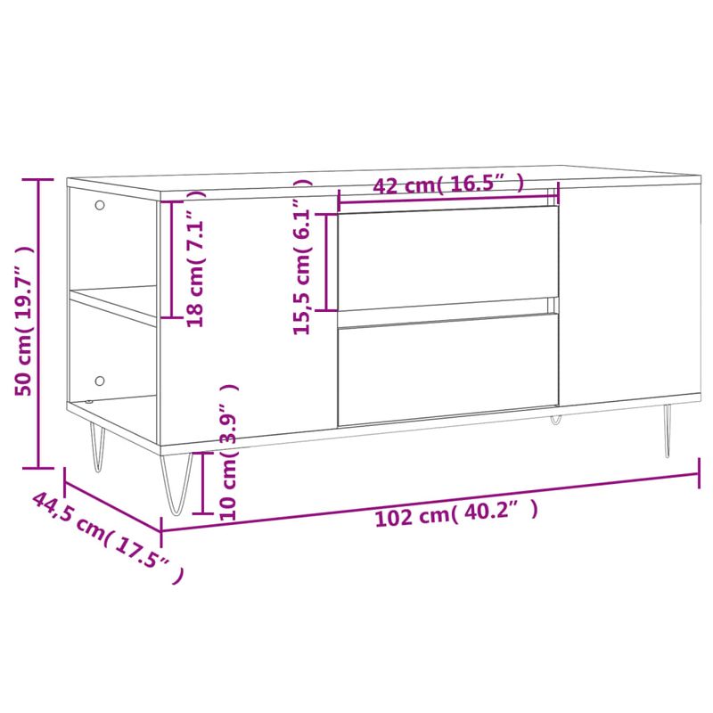 Casa si Gradina - Mobilier - Mese si birouri - Masute de cafea - Masuta de cafea, gri sonoma, 102x44,5x50 cm, lemn prelucrat - Infinity.ro