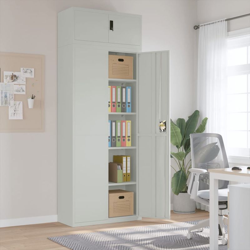 Casa si Gradina - Constructii - Depozitare, transport si protectie - Rafturi, fisete si vestiare - Fiset, gri deschis, 90x40x240 cm, otel - Infinity.ro