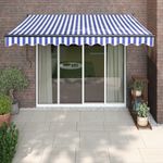 Casa si Gradina - Gradina si terasa - Umbrele si pavilioane - Umbrele - Copertina retractabila automata, 3x2,5 m, albastru și alb (cadru antracit) - Infinity.ro