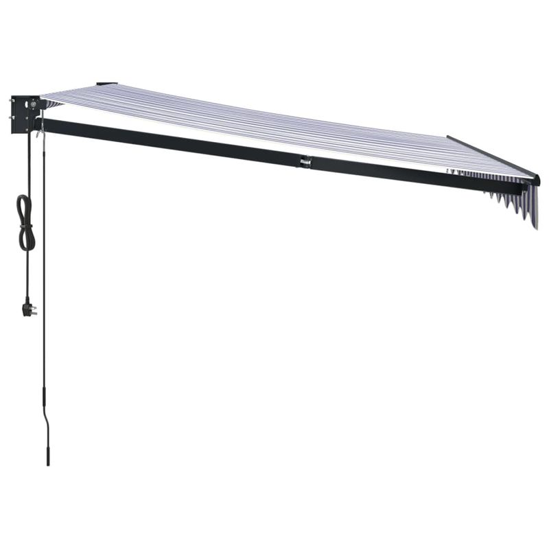 Casa si Gradina - Gradina si terasa - Umbrele si pavilioane - Umbrele - Copertina retractabila automata, 3x2,5 m, albastru și alb (cadru antracit) - Infinity.ro
