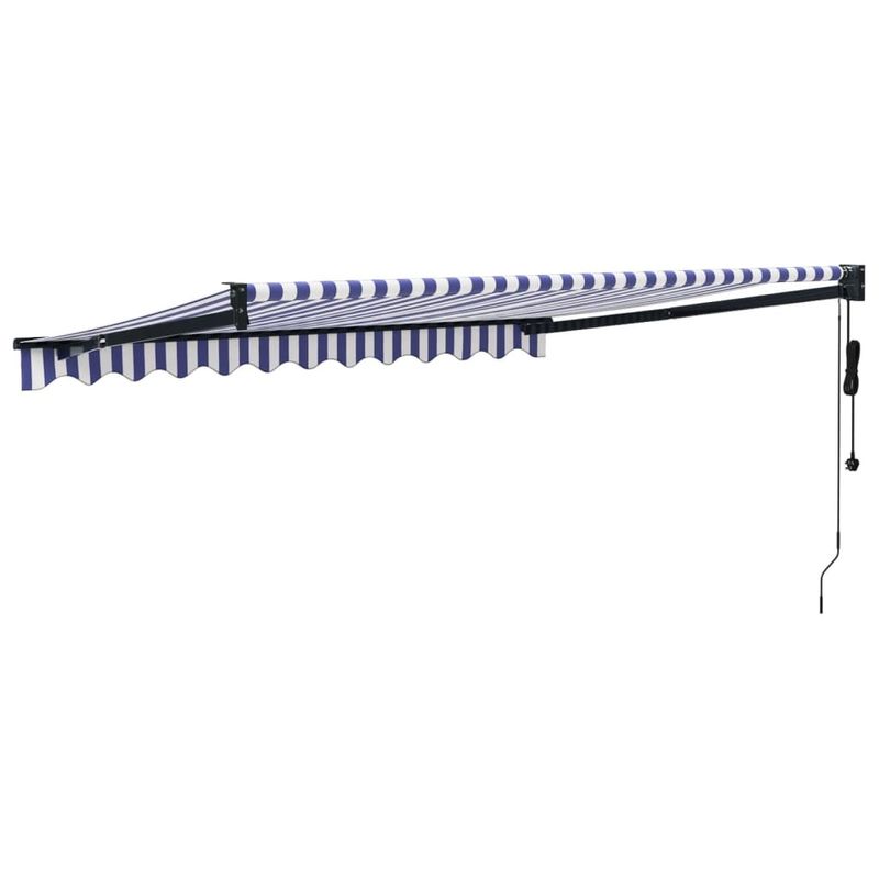 Casa si Gradina - Gradina si terasa - Umbrele si pavilioane - Umbrele - Copertina retractabila automata, 3x2,5 m, albastru și alb (cadru antracit) - Infinity.ro