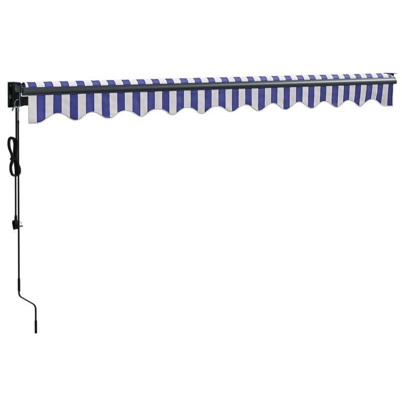Casa si Gradina - Gradina si terasa - Umbrele si pavilioane - Umbrele - Copertina retractabila automata, 3x2,5 m, albastru și alb (cadru antracit) - Infinity.ro