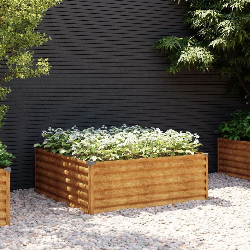 Casa si Gradina - Gradinarit si plante - Plante si ghivece - Ghivece si suporturi - Strat inaltat de gradina, 100x100x36 cm, otel corten - Infinity.ro
