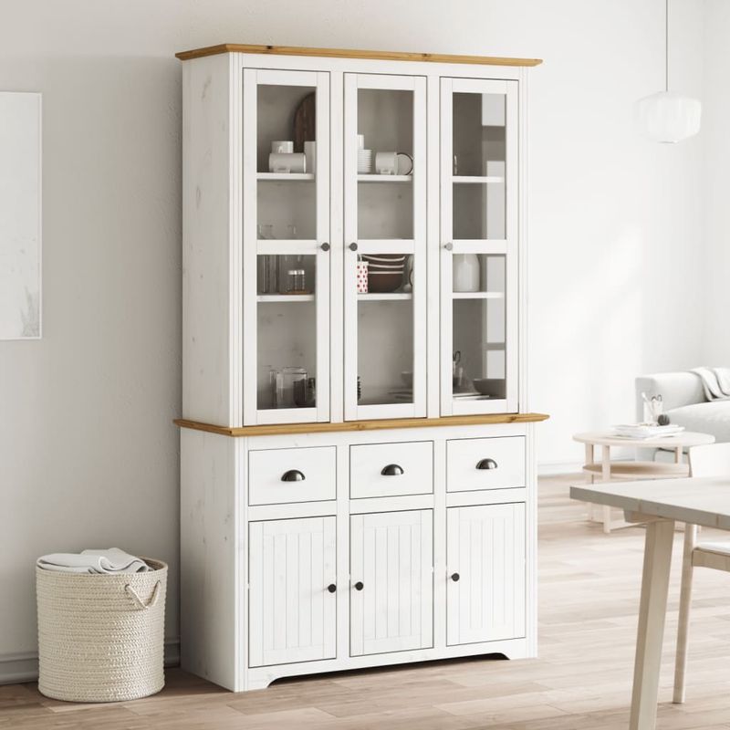 Casa si Gradina - Mobilier - Comode si corpuri - Corpuri bucatarie - Dulap inalt "BODO" alb & maro 115,5x43x200,5 cm lemn masiv pin - Infinity.ro