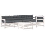 Casa si Gradina - Gradina si terasa - Mobilier exterior - Seturi mobila gradina - Set mobilier relaxare gradina&perne 6 piese alb lemn masiv pin - Infinity.ro