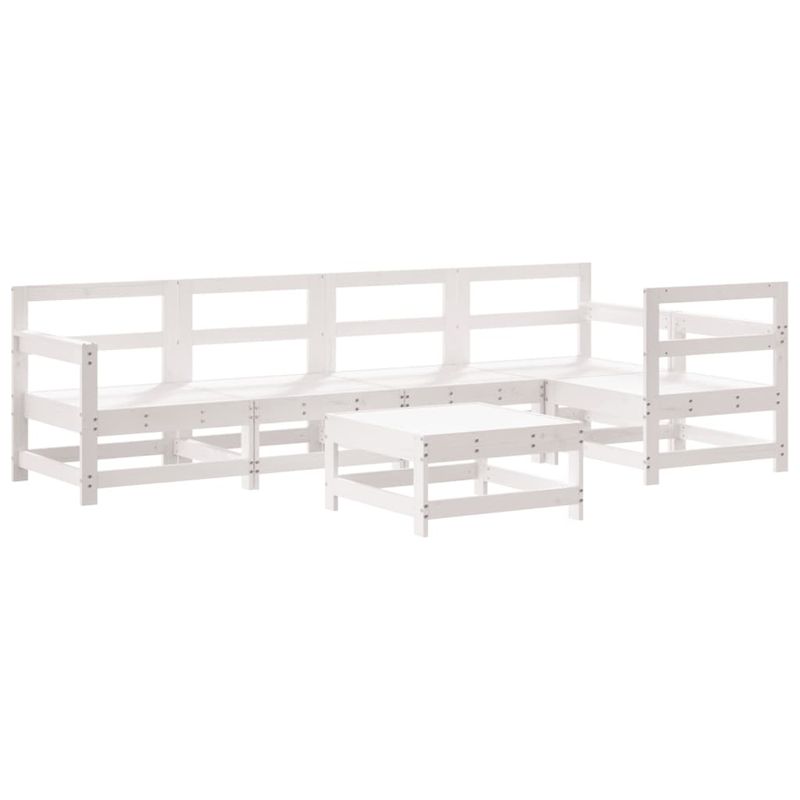 Casa si Gradina - Gradina si terasa - Mobilier exterior - Seturi mobila gradina - Set mobilier relaxare gradina&perne 6 piese alb lemn masiv pin - Infinity.ro
