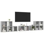 Casa si Gradina - Mobilier - Seturi de mobilier - Seturi living - Set de dulapuri TV, 8 piese, gri beton, lemn prelucrat - Infinity.ro