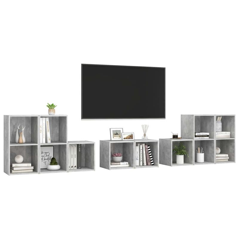 Casa si Gradina - Mobilier - Seturi de mobilier - Seturi living - Set de dulapuri TV, 8 piese, gri beton, lemn prelucrat - Infinity.ro