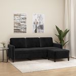 Casa si Gradina - Mobilier - Canapele si coltare - Canapele - Canapea cu 3 locuri si taburet, negru, 180 cm, catifea - Infinity.ro