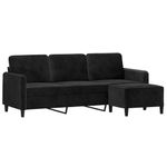 Casa si Gradina - Mobilier - Canapele si coltare - Canapele - Canapea cu 3 locuri si taburet, negru, 180 cm, catifea - Infinity.ro