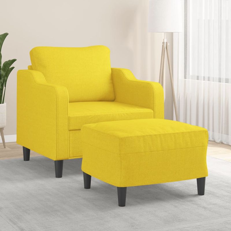 Casa si Gradina - Mobilier - Scaune si fotolii - Fotolii - Fotoliu canapea cu taburet, galben deschis, 60 cm, textil - Infinity.ro