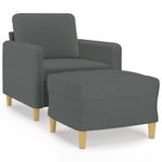Casa si Gradina - Mobilier - Scaune si fotolii - Fotolii - Fotoliu canapea cu taburet, gri inchis, 60 cm, textil - Infinity.ro