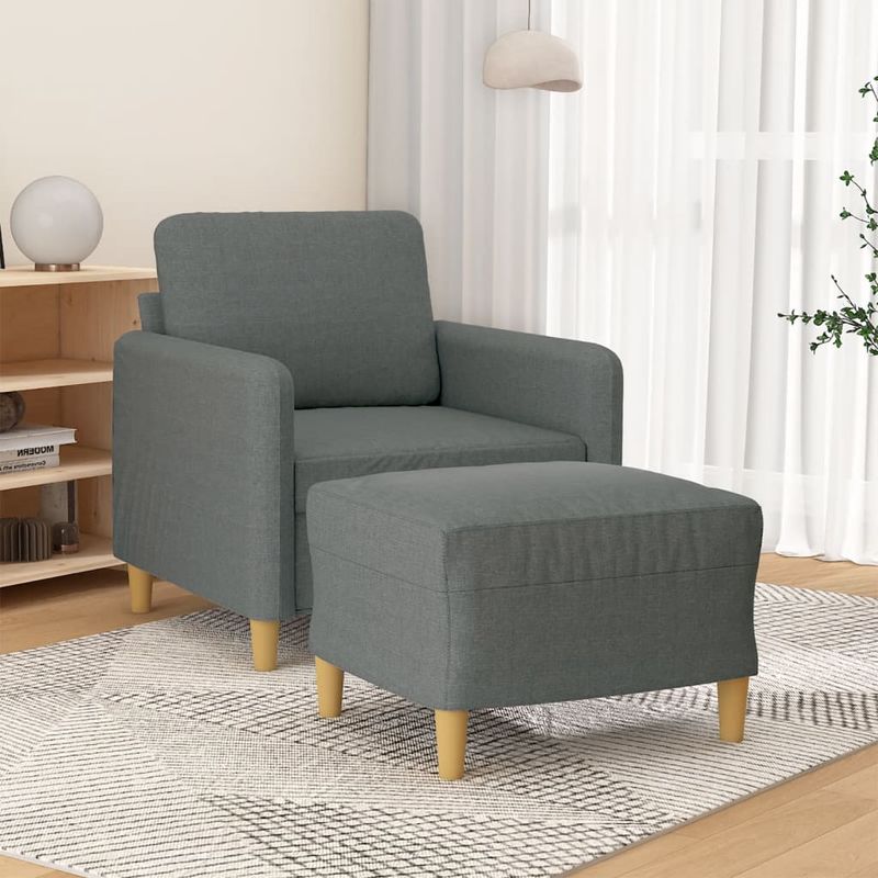 Casa si Gradina - Mobilier - Scaune si fotolii - Fotolii - Fotoliu canapea cu taburet, gri inchis, 60 cm, textil - Infinity.ro