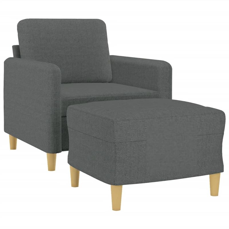 Casa si Gradina - Mobilier - Scaune si fotolii - Fotolii - Fotoliu canapea cu taburet, gri inchis, 60 cm, textil - Infinity.ro