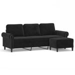 Casa si Gradina - Mobilier - Canapele si coltare - Canapele - Canapea cu 3 locuri si taburet, negru, 180 cm, catifea - Infinity.ro