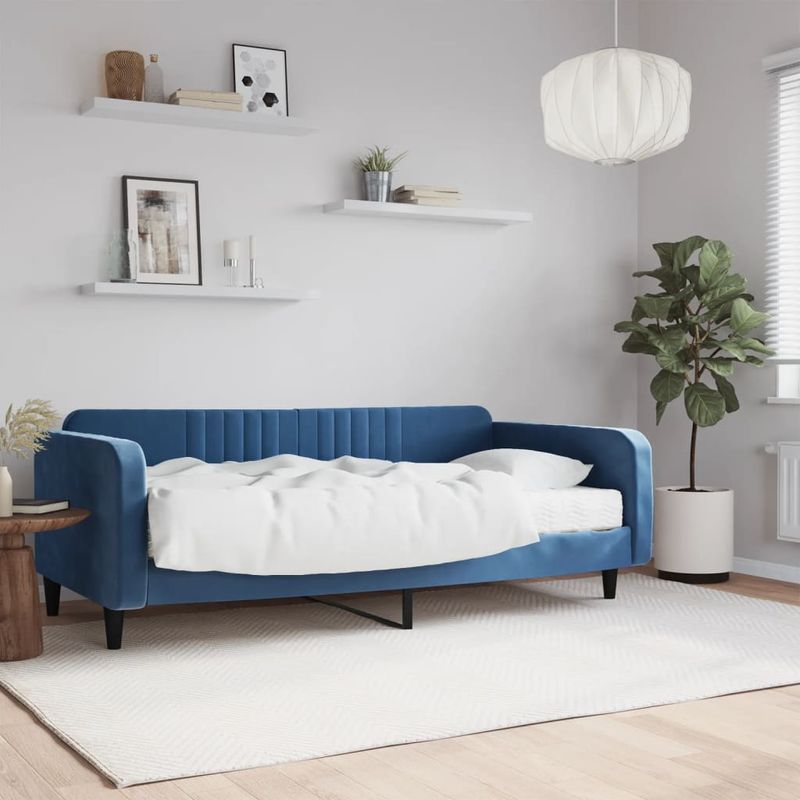 Casa si Gradina - Mobilier - Paturi si accesorii - Paturi - Pat de zi cu saltea, albastru, 100x200 cm, catifea - Infinity.ro