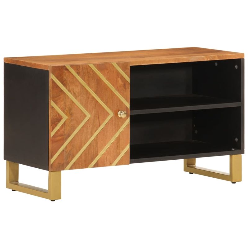 Casa si Gradina - Mobilier - Comode si corpuri - Comode - Dulap TV, maro si negru, 80x31,5x46 cm, lemn masiv de mango - Infinity.ro