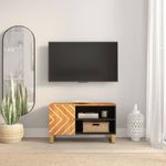 Casa si Gradina - Mobilier - Comode si corpuri - Comode - Dulap TV, maro si negru, 80x31,5x46 cm, lemn masiv de mango - Infinity.ro