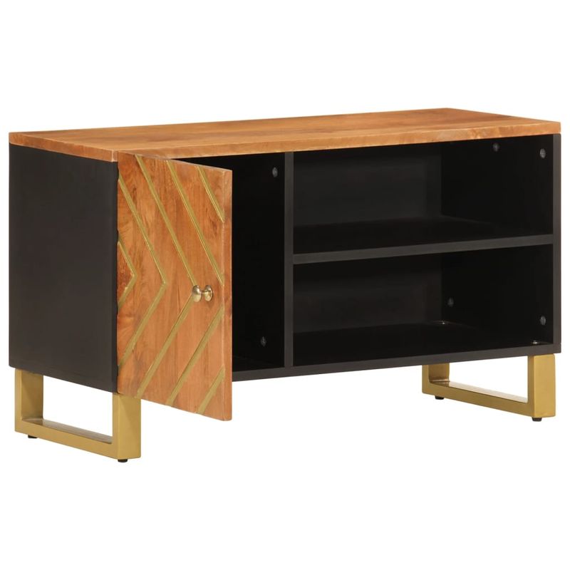 Casa si Gradina - Mobilier - Comode si corpuri - Comode - Dulap TV, maro si negru, 80x31,5x46 cm, lemn masiv de mango - Infinity.ro