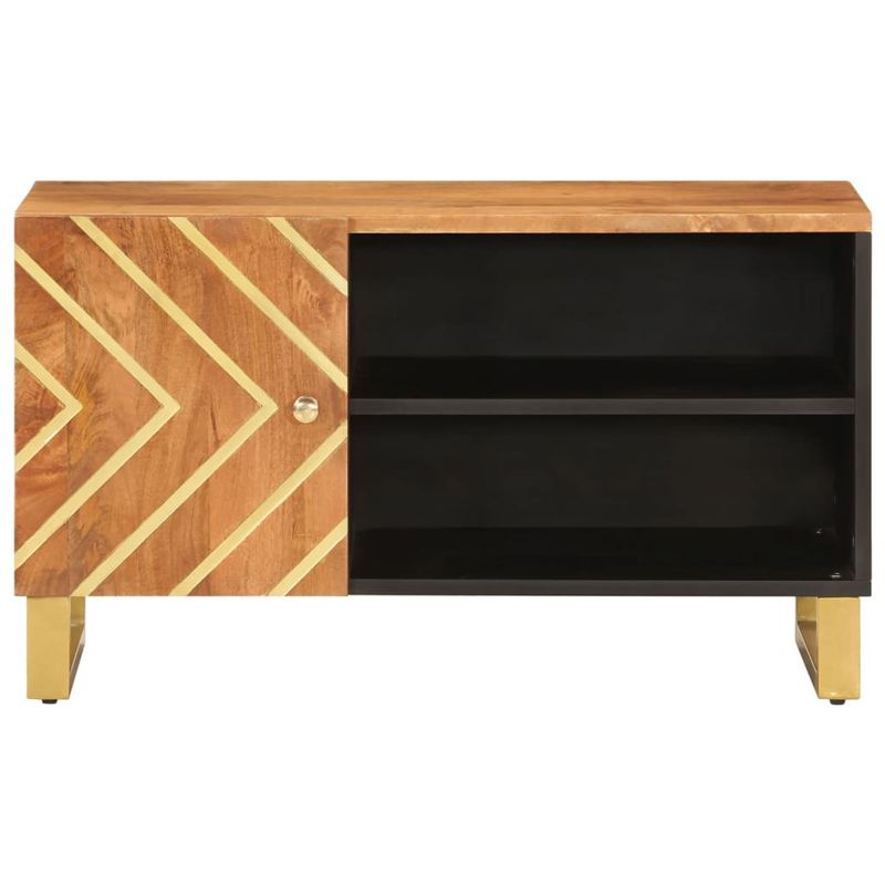 Casa si Gradina - Mobilier - Comode si corpuri - Comode - Dulap TV, maro si negru, 80x31,5x46 cm, lemn masiv de mango - Infinity.ro