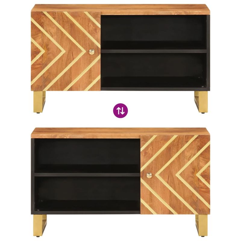 Casa si Gradina - Mobilier - Comode si corpuri - Comode - Dulap TV, maro si negru, 80x31,5x46 cm, lemn masiv de mango - Infinity.ro