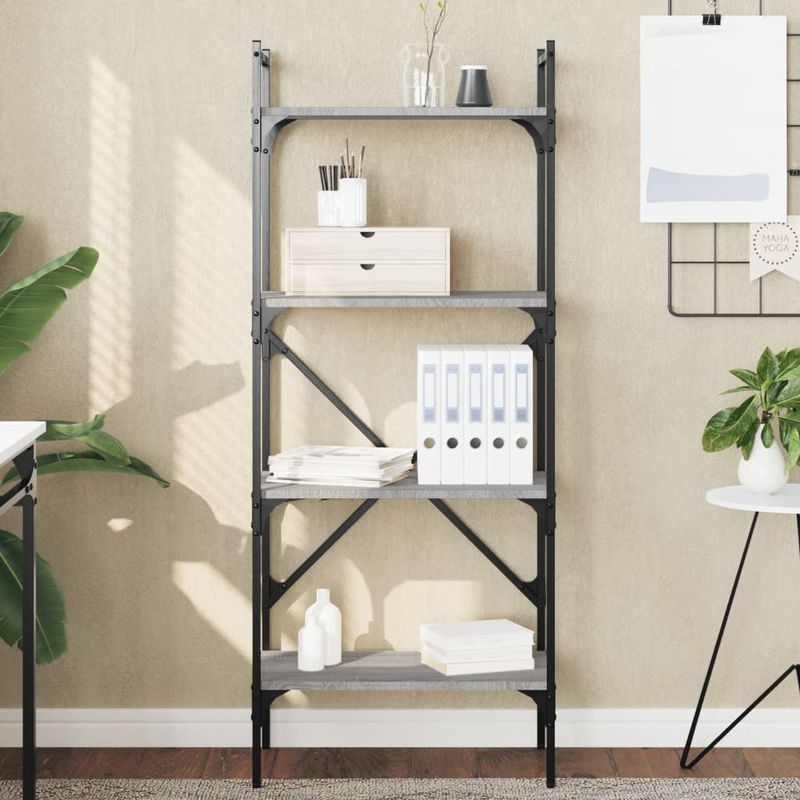 Casa si Gradina - Mobilier - Biblioteci si rafturi - Biblioteci - Biblioteca cu 4 niveluri, gri sonoma, 56x31,5x138,5 cm, lemn - Infinity.ro