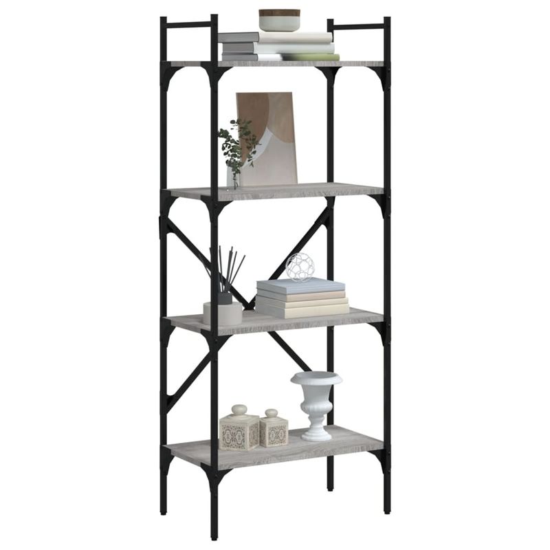 Casa si Gradina - Mobilier - Biblioteci si rafturi - Biblioteci - Biblioteca cu 4 niveluri, gri sonoma, 56x31,5x138,5 cm, lemn - Infinity.ro