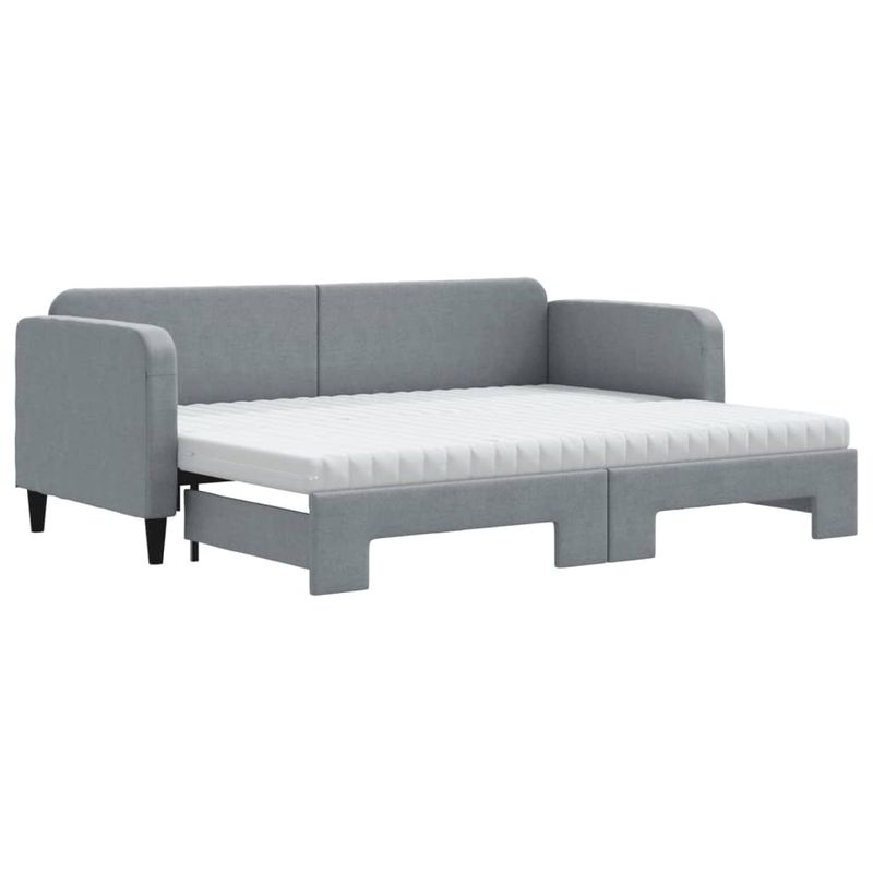 Casa si Gradina - Mobilier - Paturi si accesorii - Paturi - Pat de zi cu extensie si saltele, gri deschis, 80x200 cm textil - Infinity.ro