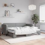 Casa si Gradina - Mobilier - Paturi si accesorii - Paturi - Pat de zi cu extensie si saltele, gri deschis, 80x200 cm textil - Infinity.ro