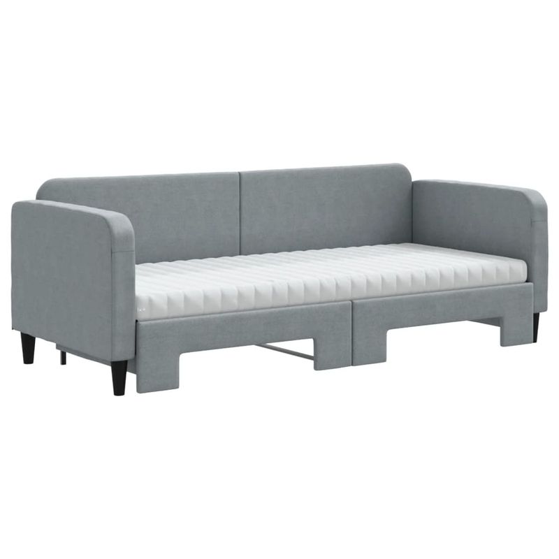 Casa si Gradina - Mobilier - Paturi si accesorii - Paturi - Pat de zi cu extensie si saltele, gri deschis, 80x200 cm textil - Infinity.ro
