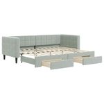 Casa si Gradina - Mobilier - Paturi si accesorii - Paturi - Pat de zi cu extensie si sertare, gri deschis 80x200 cm catifea - Infinity.ro