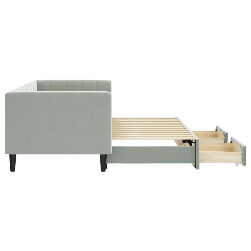 Casa si Gradina - Mobilier - Paturi si accesorii - Paturi - Pat de zi cu extensie si sertare, gri deschis 80x200 cm catifea - Infinity.ro