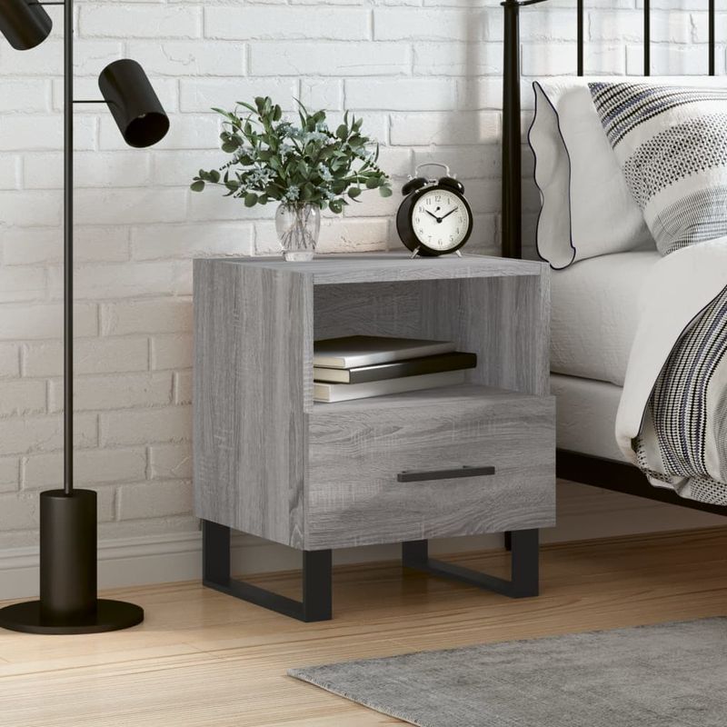 Casa si Gradina - Mobilier - Comode si corpuri - Noptiere - Noptiera, gri sonoma, 40x35x47,5 cm, lemn compozit - Infinity.ro