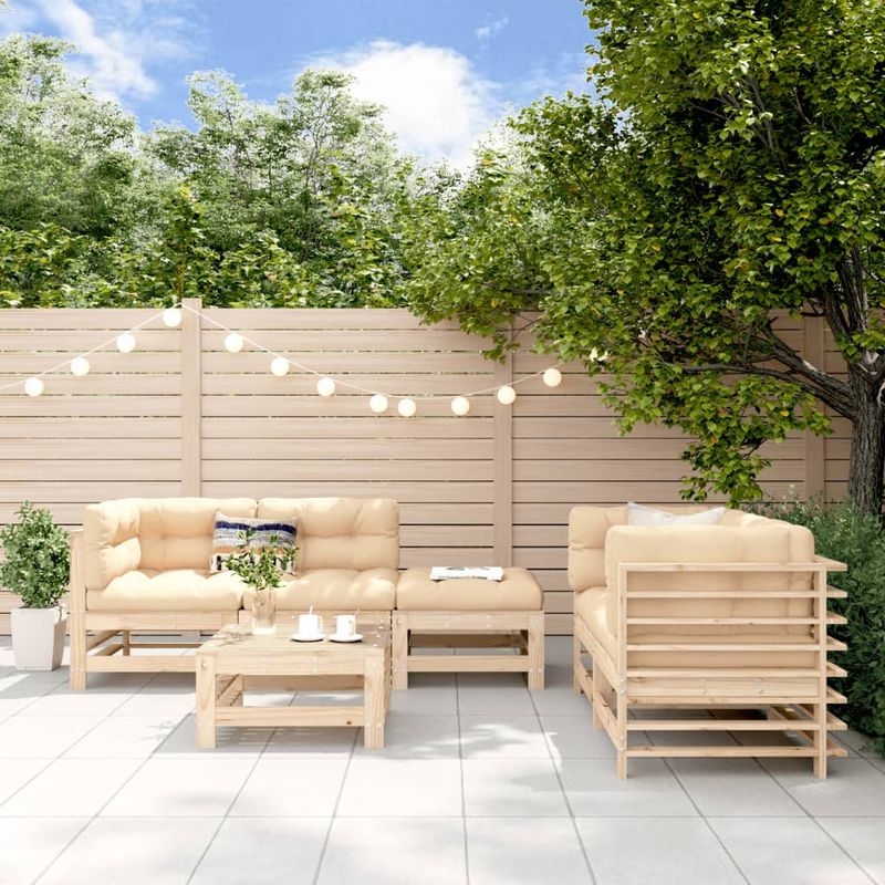 Casa si Gradina - Gradina si terasa - Mobilier exterior - Seturi mobila gradina - Set mobilier relexare de gradina, 6 piese, lemn masiv de pin - Infinity.ro