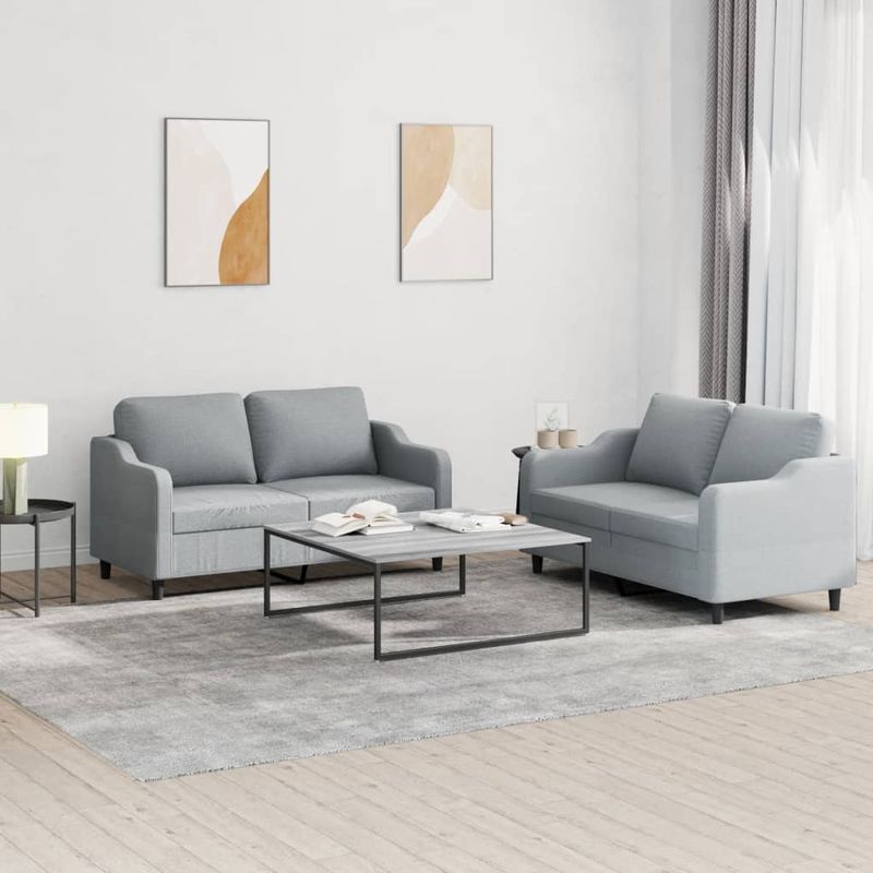 Casa si Gradina - Mobilier - Seturi de mobilier - Seturi living - Set de canapele cu perne, 2 piese, gri deschis, textil - Infinity.ro