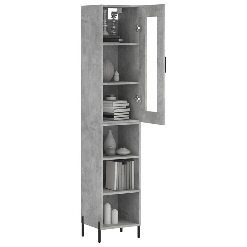 Casa si Gradina - Mobilier - Comode si corpuri - Comode - Dulap inalt, gri beton, 34,5x34x180 cm, lemn prelucrat - Infinity.ro