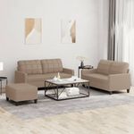 Casa si Gradina - Mobilier - Seturi de mobilier - Seturi living - Set de canapele cu perne, 3 piese, cappuccino, piele ecologica - Infinity.ro