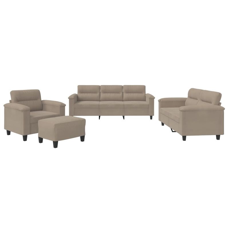 Casa si Gradina - Mobilier - Seturi de mobilier - Seturi living - Set de canapele cu perne, 4 piese, gri taupe, microfibra - Infinity.ro