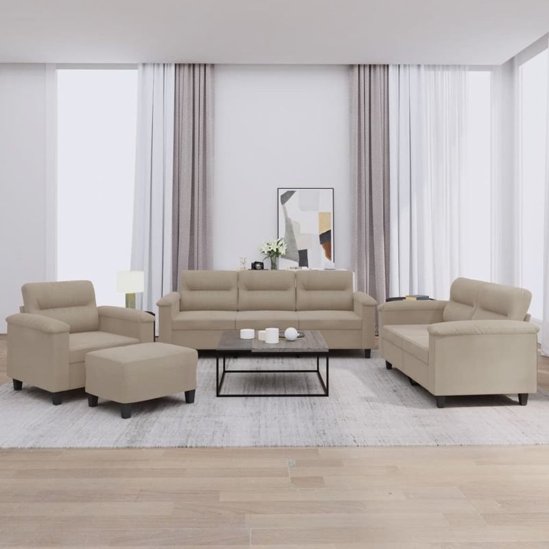 Casa si Gradina - Mobilier - Seturi de mobilier - Seturi living - Set de canapele cu perne, 4 piese, gri taupe, microfibra - Infinity.ro