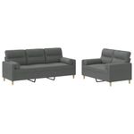 Casa si Gradina - Mobilier - Seturi de mobilier - Seturi living - Set de canapele cu perne, 2 piese, gri inchis, material textil - Infinity.ro