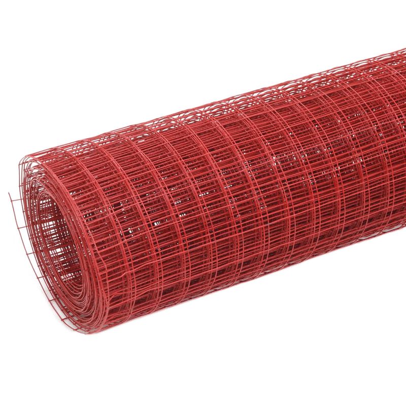 Casa si Gradina - Gradina si terasa - Garduri, panouri si accesorii - Plasa de sarma gaini, rosu, 10 x 1,5 m, otel cu invelis PVC, dimensiunea ochiurilor 12x12 mm - Infinity.ro