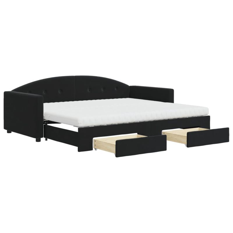 Casa si Gradina - Mobilier - Paturi si accesorii - Paturi - Pat de zi cu extensie si sertare, negru, 90x190 cm, catifea - Infinity.ro