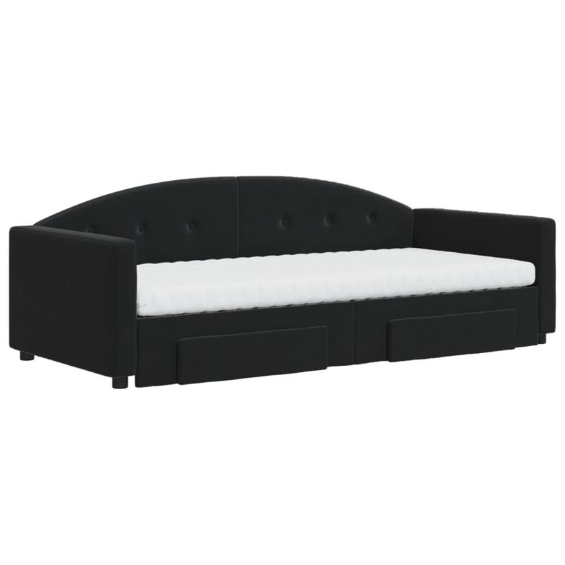 Casa si Gradina - Mobilier - Paturi si accesorii - Paturi - Pat de zi cu extensie si sertare, negru, 90x190 cm, catifea - Infinity.ro