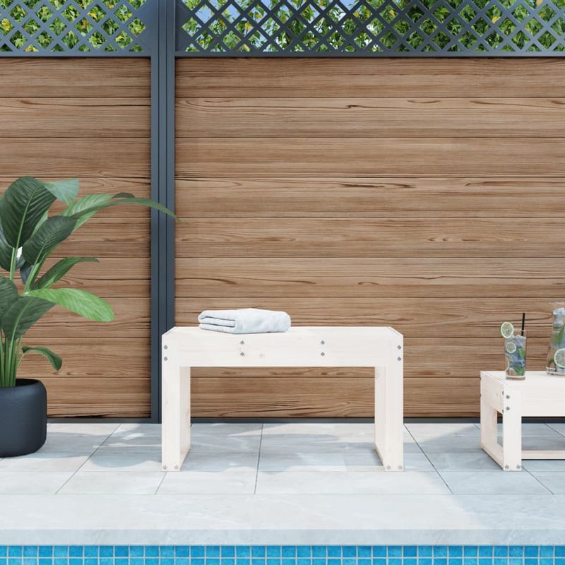 Casa si Gradina - Gradina si terasa - Mobilier exterior - Bancute de gradina - Banca de gradina, alb, 80x38x45 cm, lemn masiv de pin - Infinity.ro