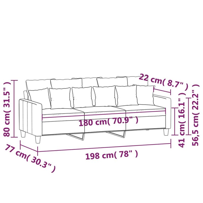 Casa si Gradina - Mobilier - Canapele si coltare - Canapele - Canapea cu 3 locuri, rosu vin, 180 cm, material textil - Infinity.ro