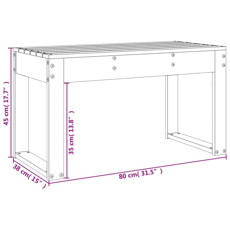 Casa si Gradina - Gradina si terasa - Mobilier exterior - Bancute de gradina - Banca de gradina, alb, 80x38x45 cm, lemn masiv de pin - Infinity.ro