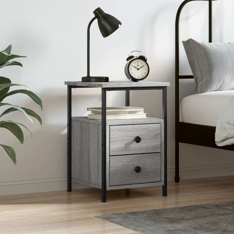 Casa si Gradina - Mobilier - Comode si corpuri - Noptiere - Noptiera, gri sonoma, 34x35,5x50 cm, lemn compozit - Infinity.ro
